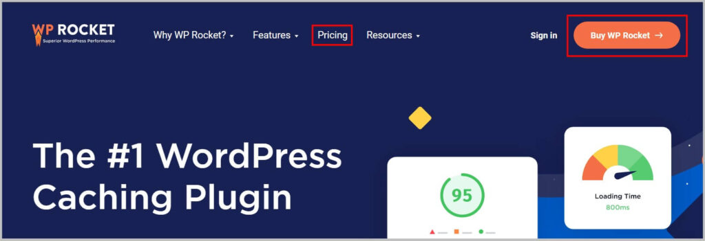 WP Rocket homepage