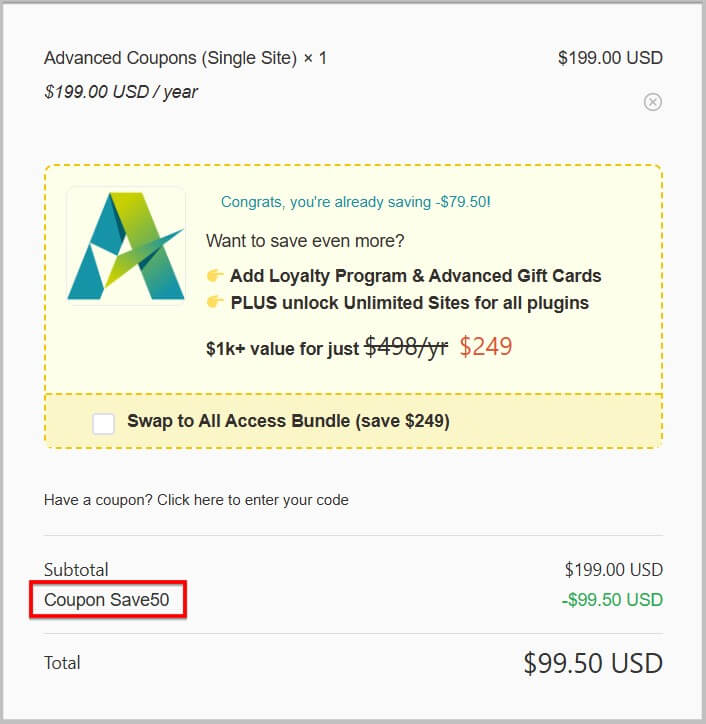 Advanced Coupons premium promo code