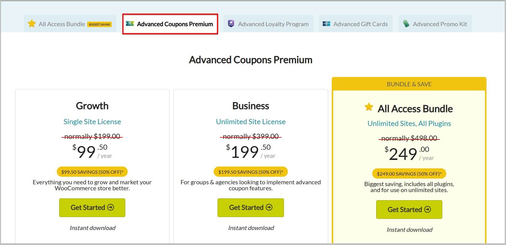 Advanced Coupons premium plans