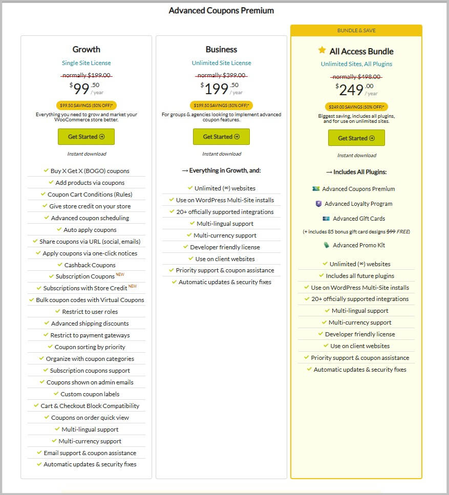 Advanced Coupons Premium pricing and plans