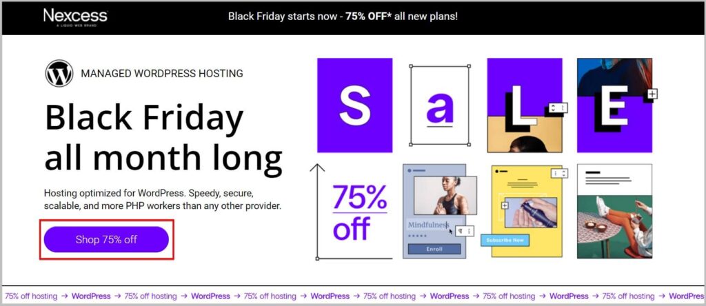 Nexcess Black Friday 2023 landing page