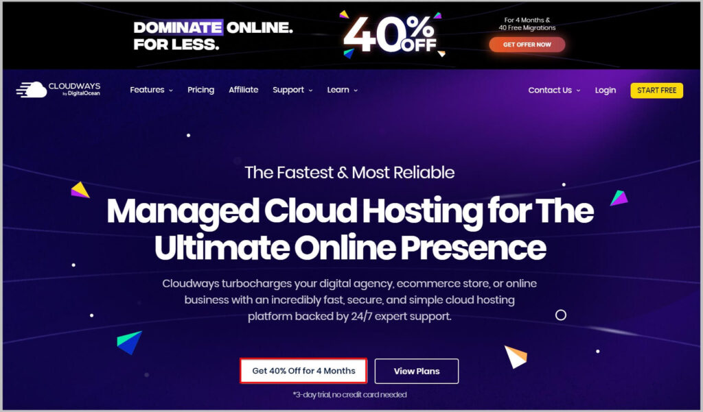 Cloudways Black Friday 2023 homepage