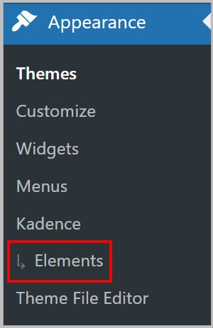 Elements option in Kadence Theme Pro