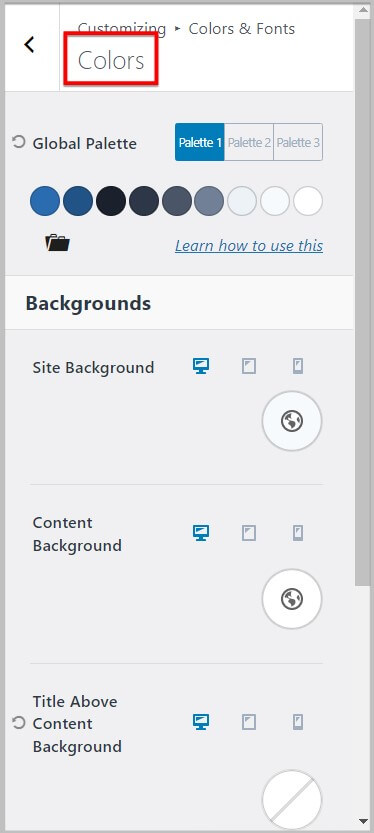 Global Color Palette in Kadence Theme