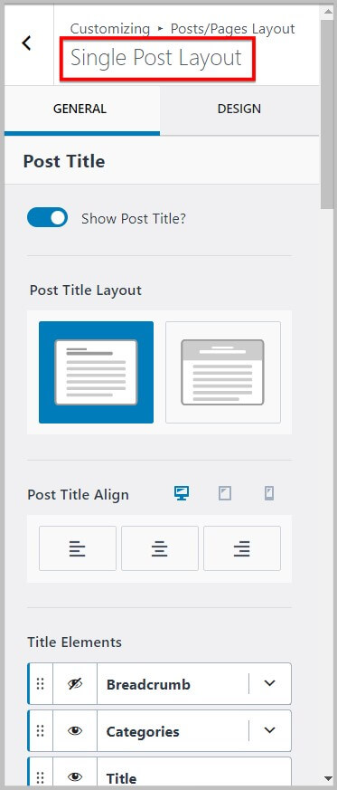 Single Post Layout Control in Kadence Theme