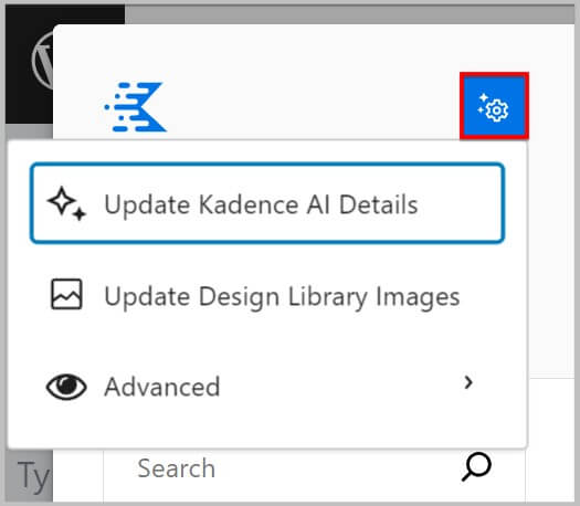 Options in AI settings in Design Library in Kadence Blocks 3.2