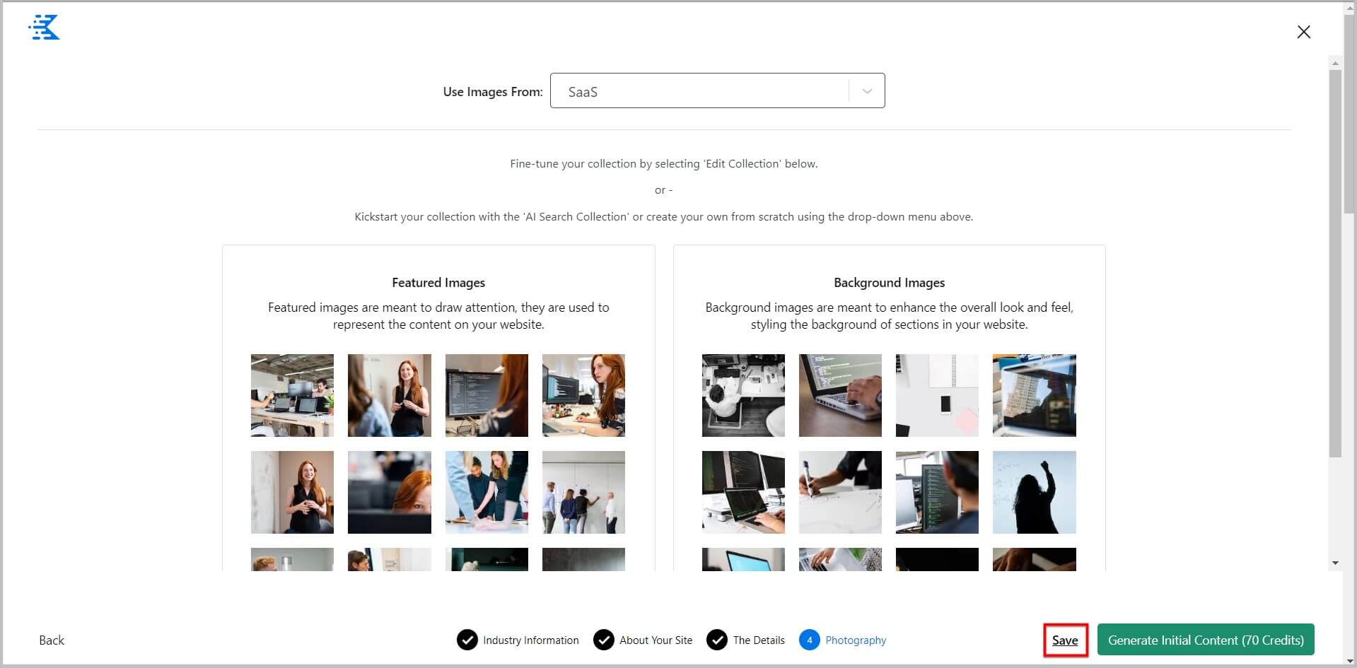 Select image collection in Kadence Blocks 3.2