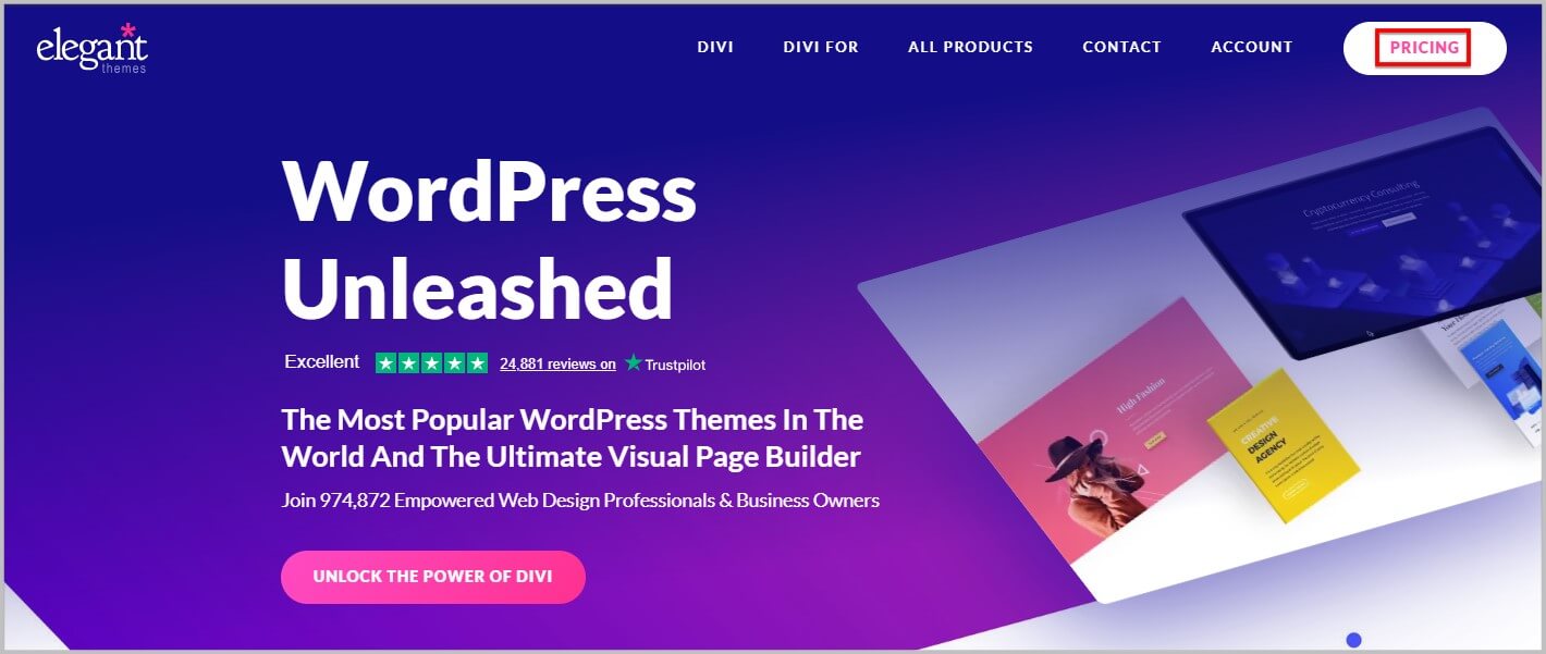 Elegant Themes homepage