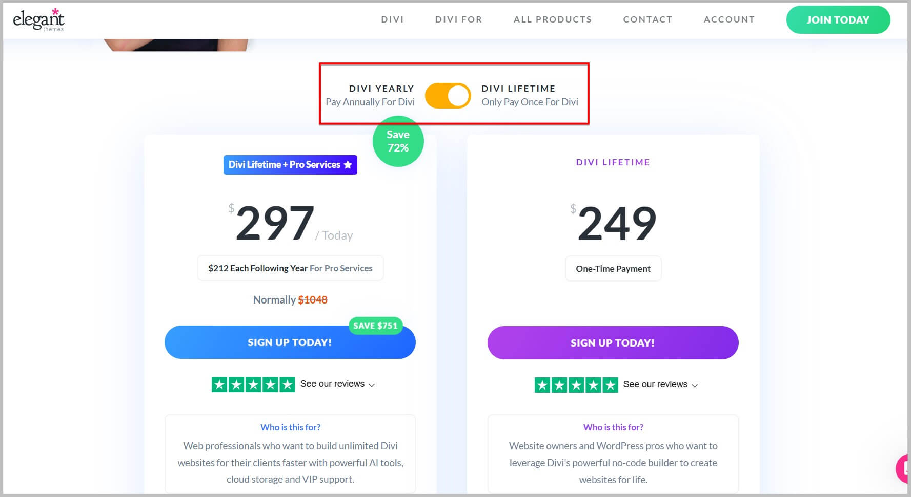 Select if you want to buy Elegant themes annual or lifetime plans