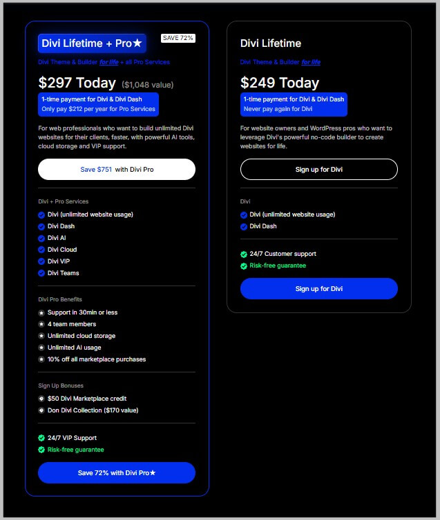 Divi lifetime plans on discount