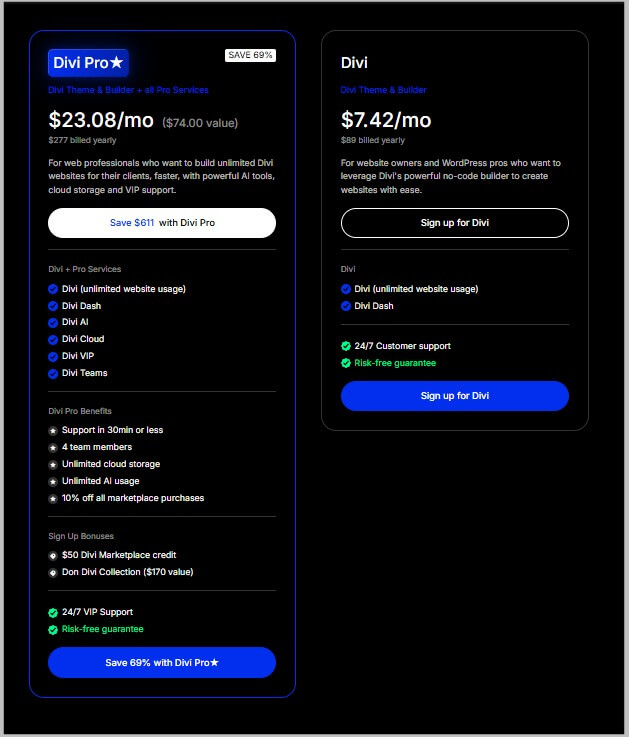 Divi yearly plans on discount