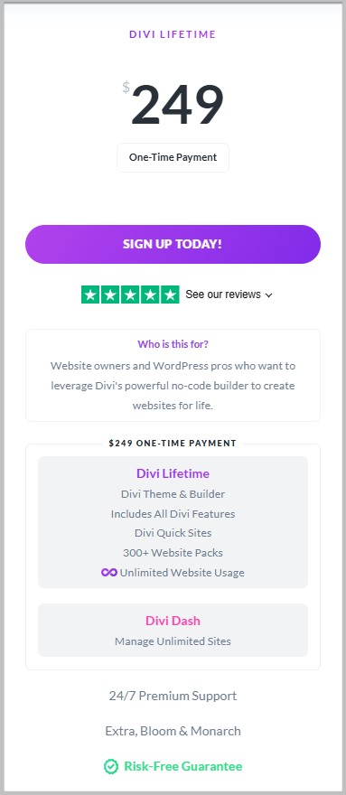 Elegant Themes Divi lifetime pricing