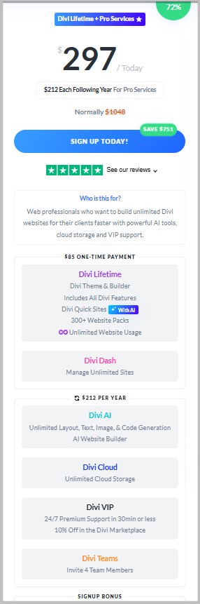 Elegant Themes Divi Pro lifetime pricing