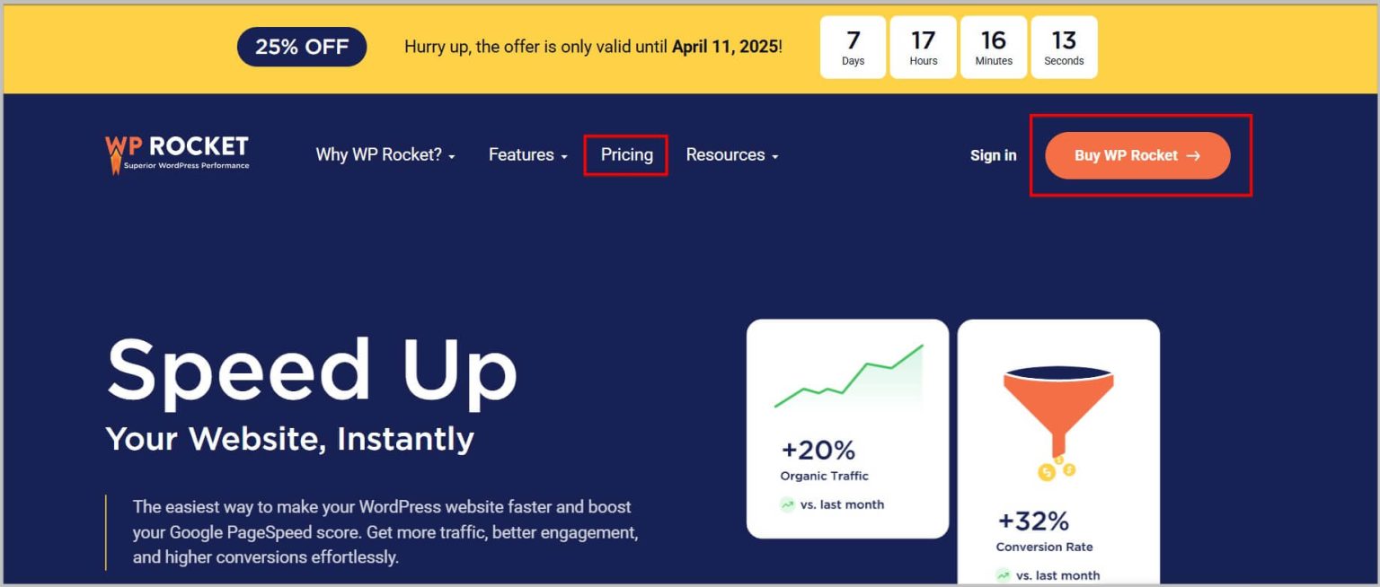 WP Rocket Spring Sale 2025 - 25% Discount