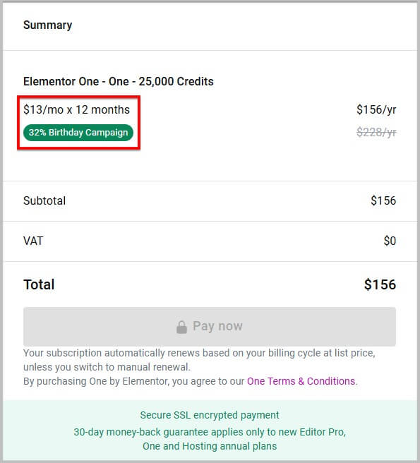 Elementor Birthday coupon code