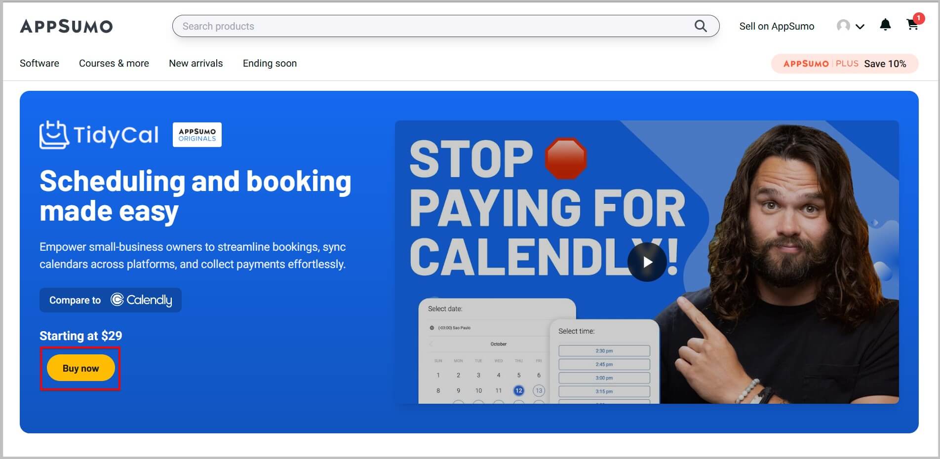 TidyCal Lifetime Deal 2025- 77% Discount 3 TidyCal landing page on Appsumo