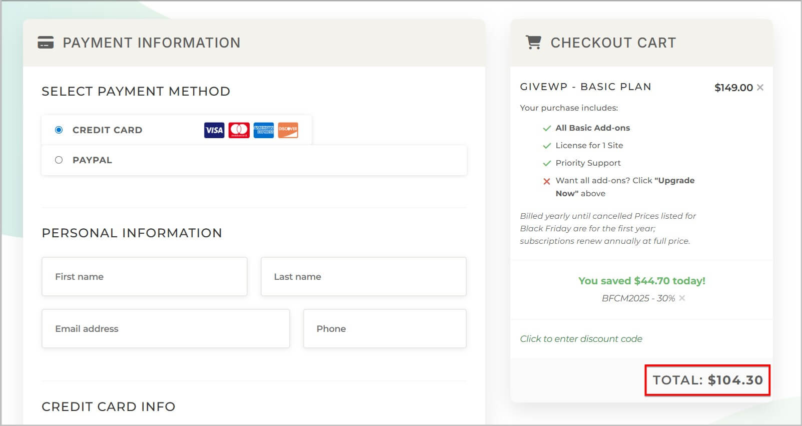 buy GiveWP on Black Friday discount