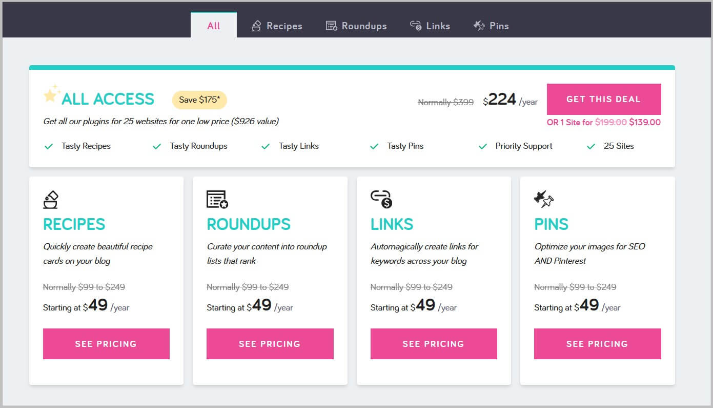 WP Tasty Black Friday pricing and plans