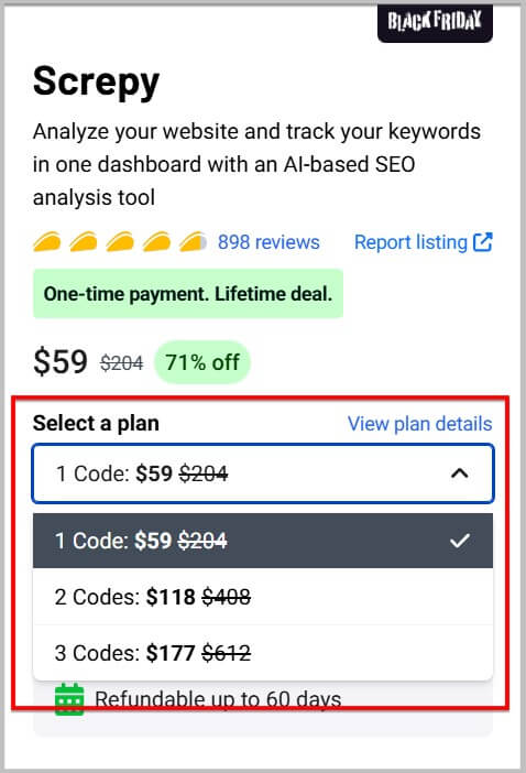 Screpy Lifetime Deal 2026- 71% Discount 3 Select a Screpy lifetime plan