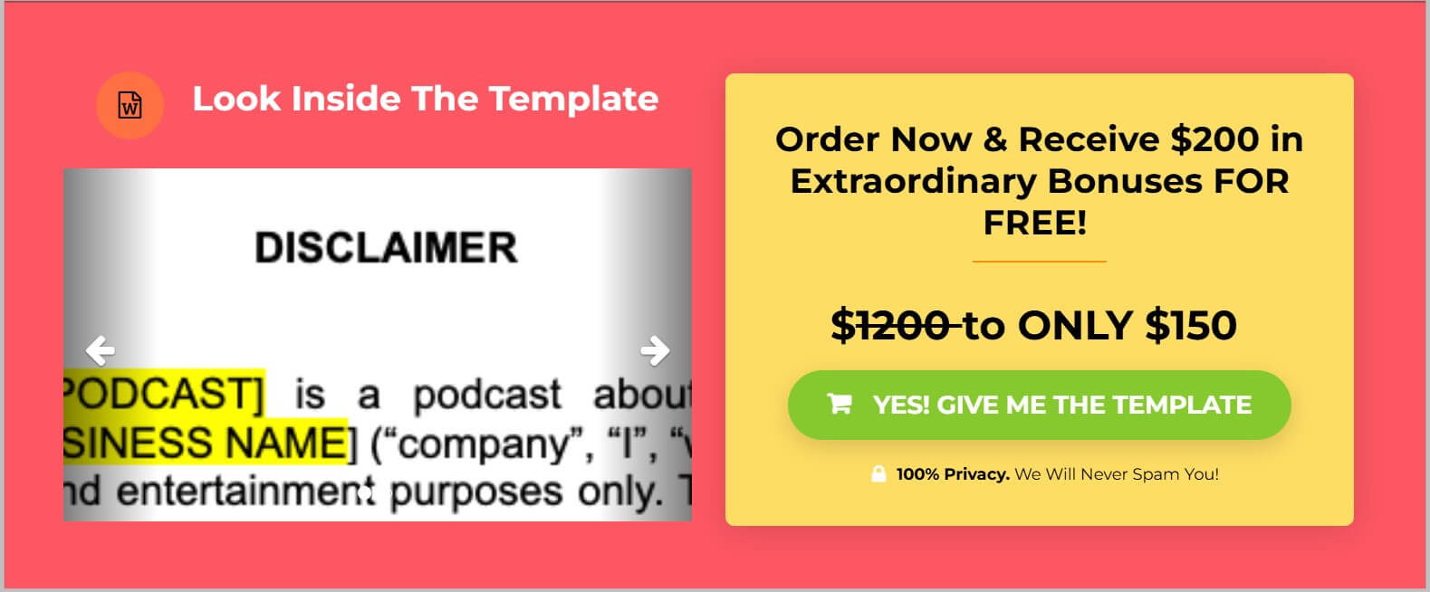 Podcast Disclaimer template by Amira Law