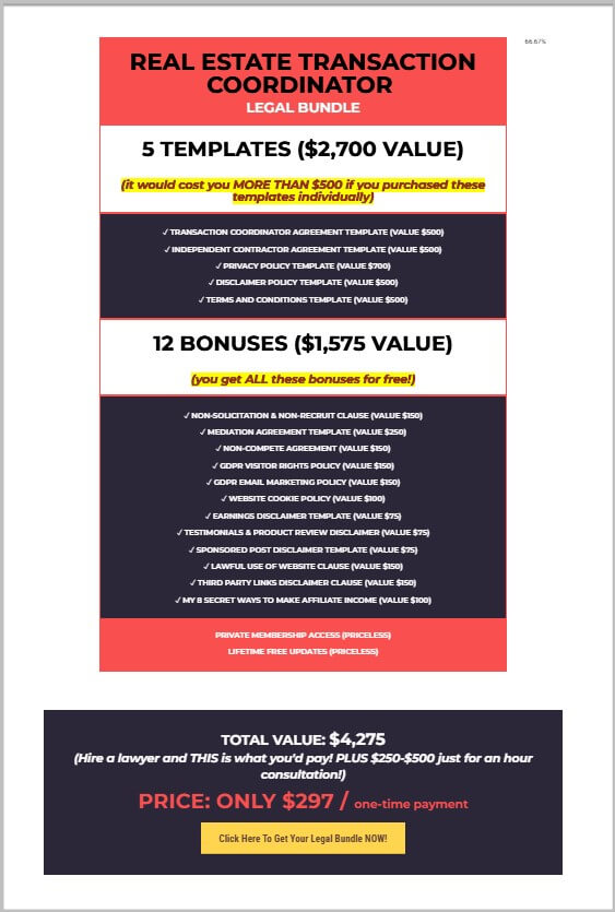 Real Estate Transaction Coordinator legal bundle by Amira Law