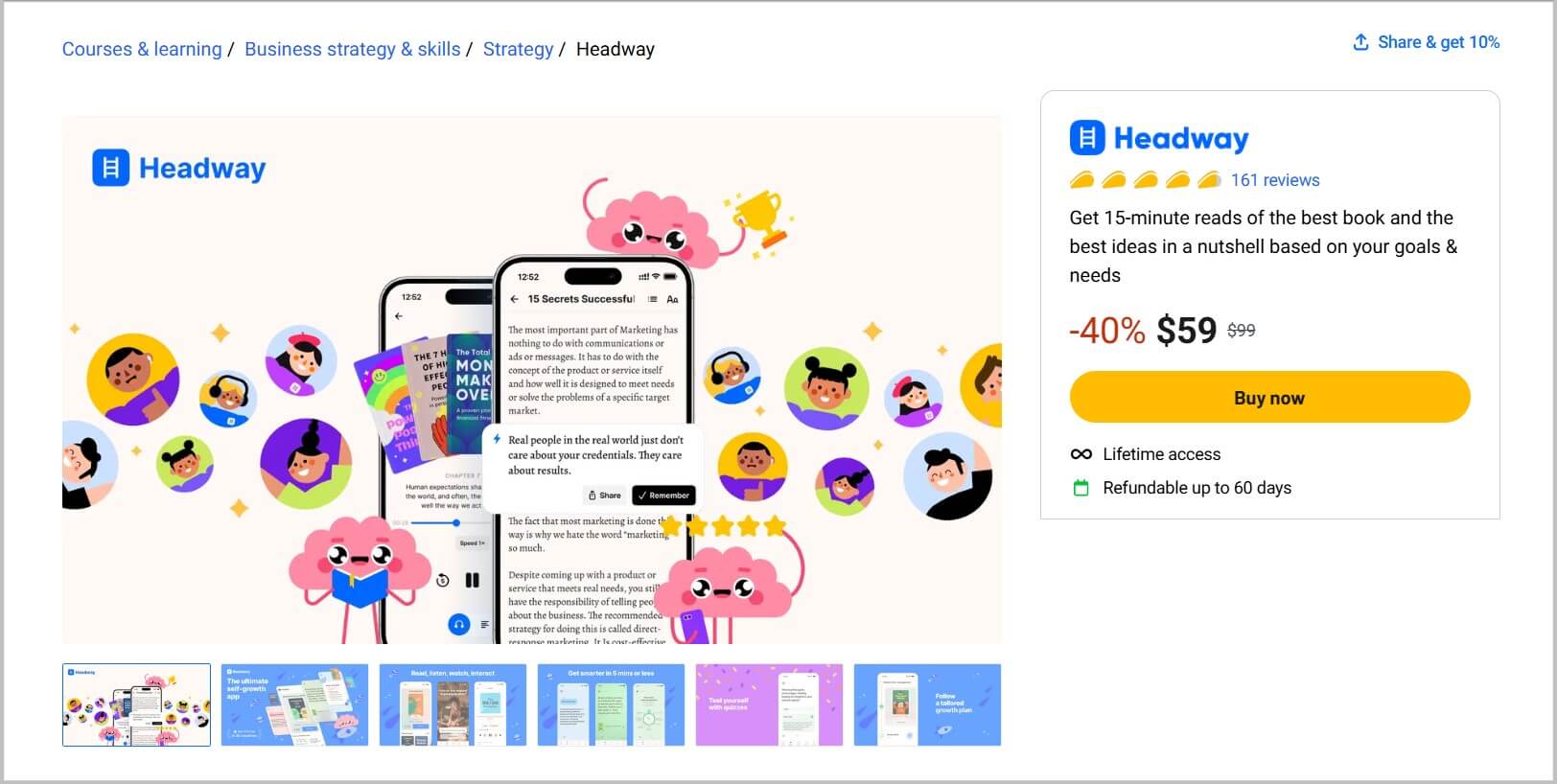 Headway landing page on Appsumo