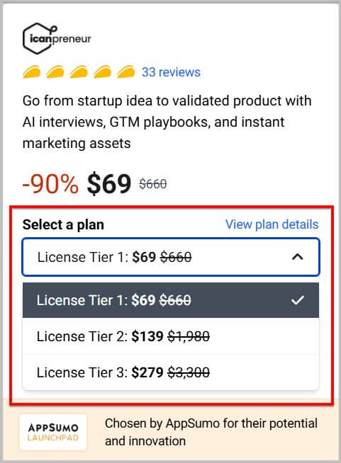 Select Icanpreneur lifetime plan