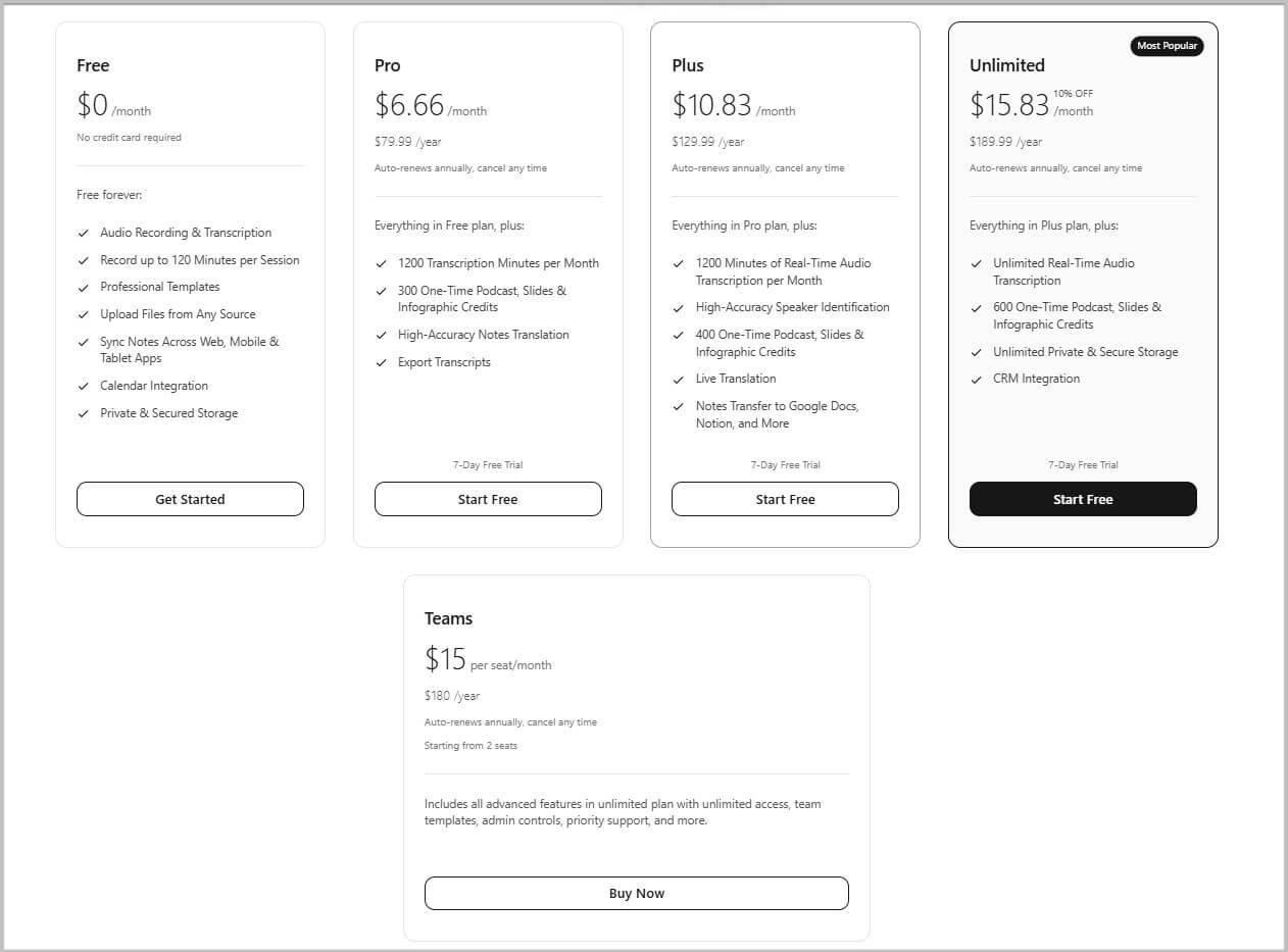 HyNote AI pricing and plans