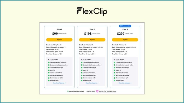 FlexClip Lifetime Deal 2026- 84% Discount