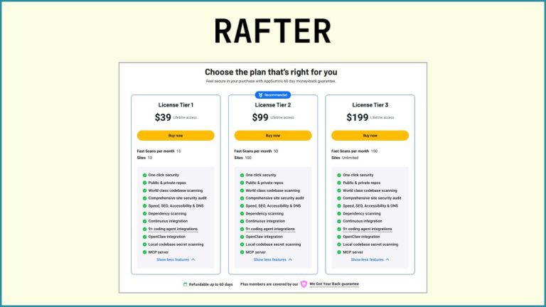 Rafter Lifetime Deal 2026- 83% Discount