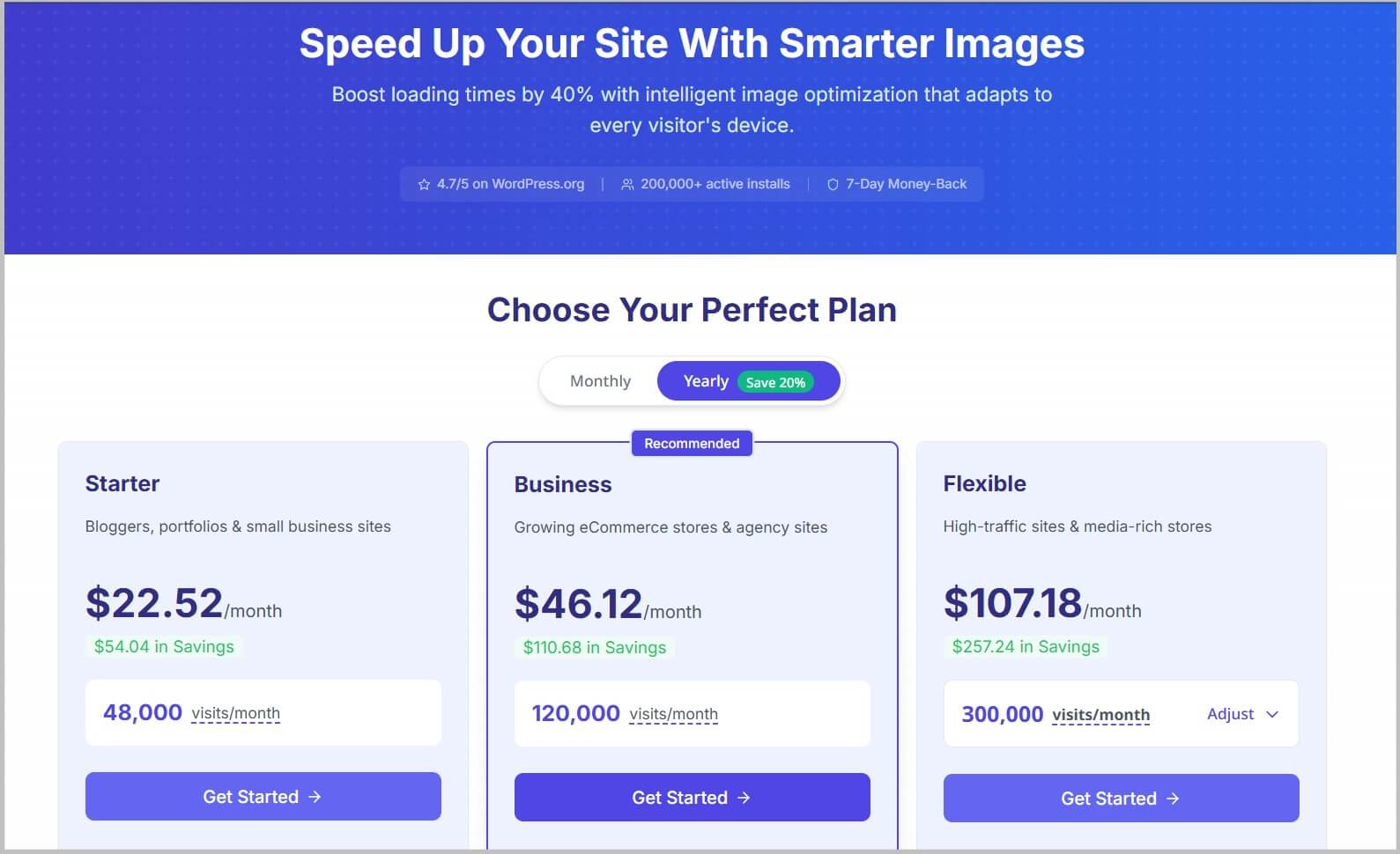 Select an Optimole plan