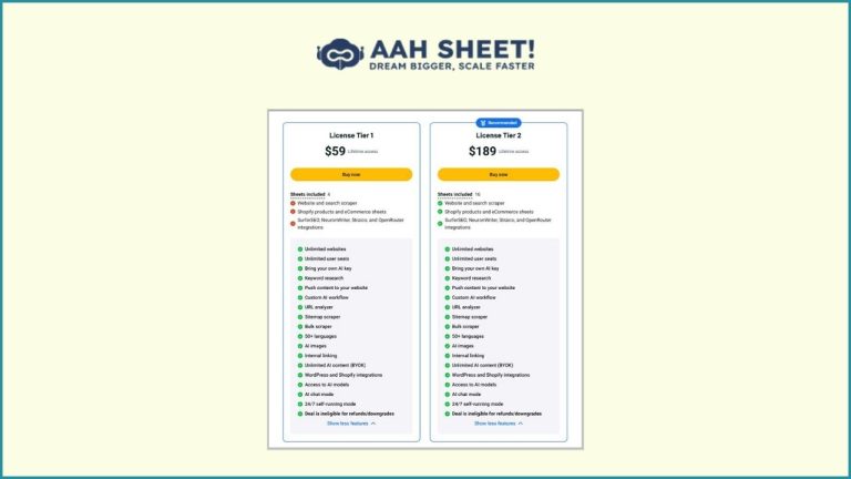 AahSheet Lifetime Deal 2026- 69% Discount
