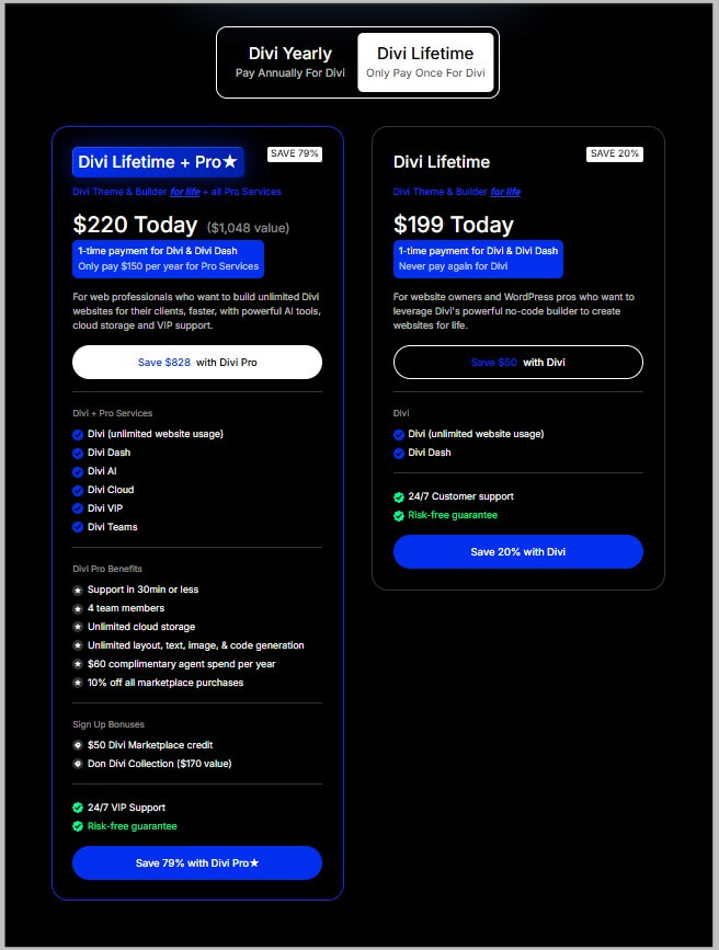 Divi lifetime anniversary pricing and plans