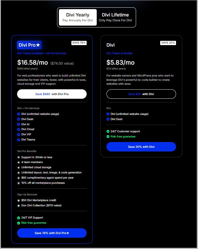 Divi yearly Anniversary pricing and plans